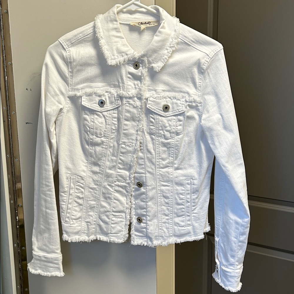 Charlie BWhite Frayed Denim Jacket